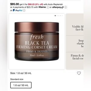 NIB Fresh Black Tea Corset Cream Firming Moisturizer retails $95